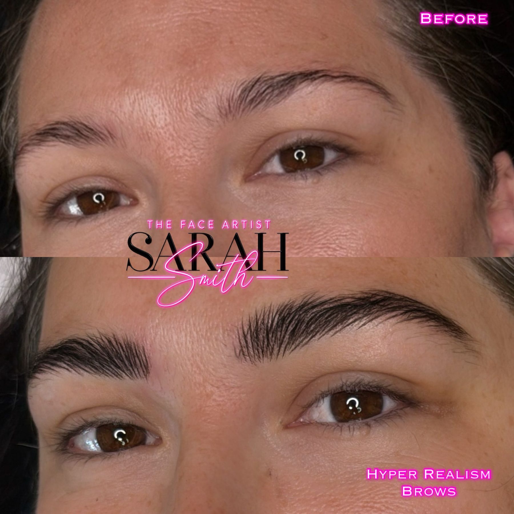 Before and after hyperrealism eyebrow tattoo, Liverpool PMU studio