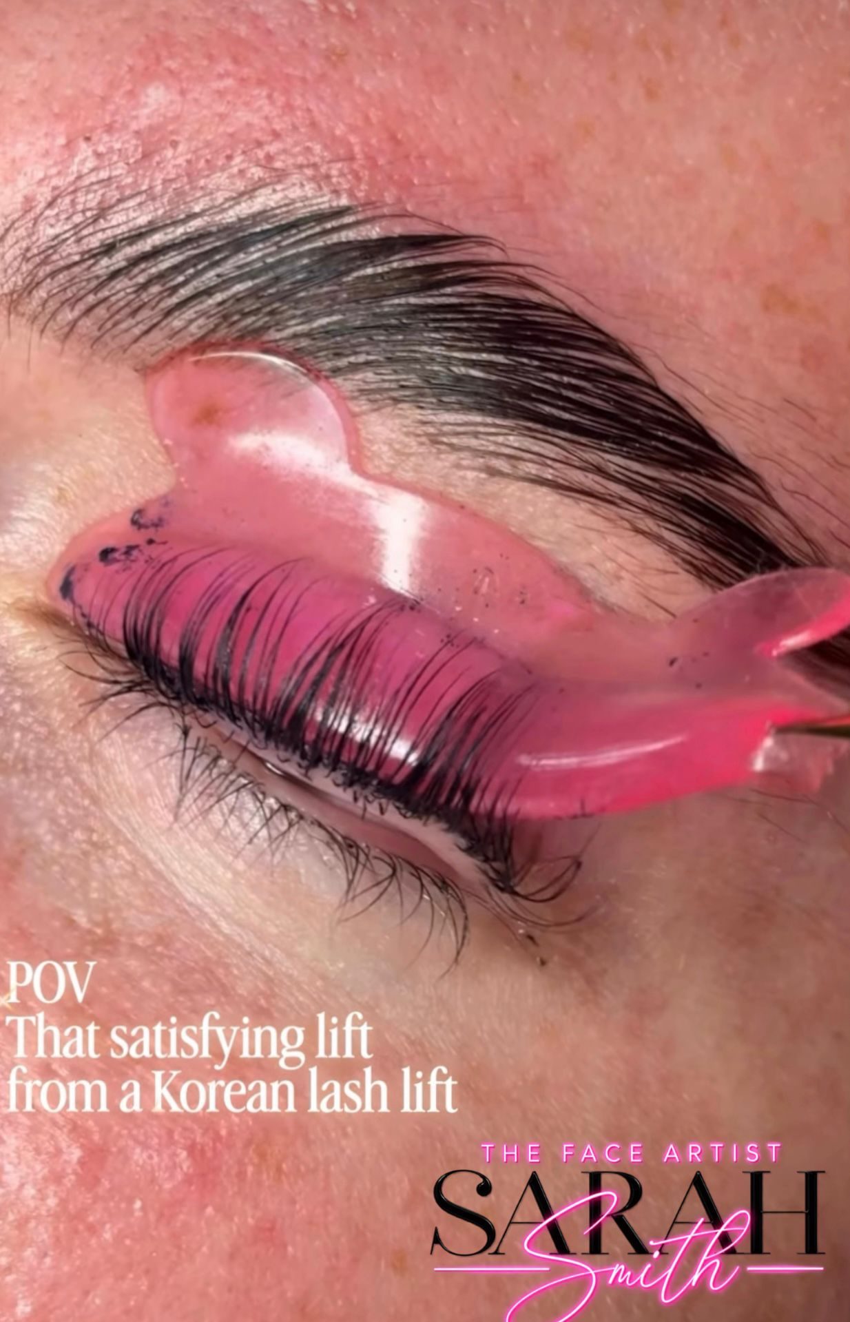 Korean lash lift treatment in progress at The Face Artist Liverpool studio